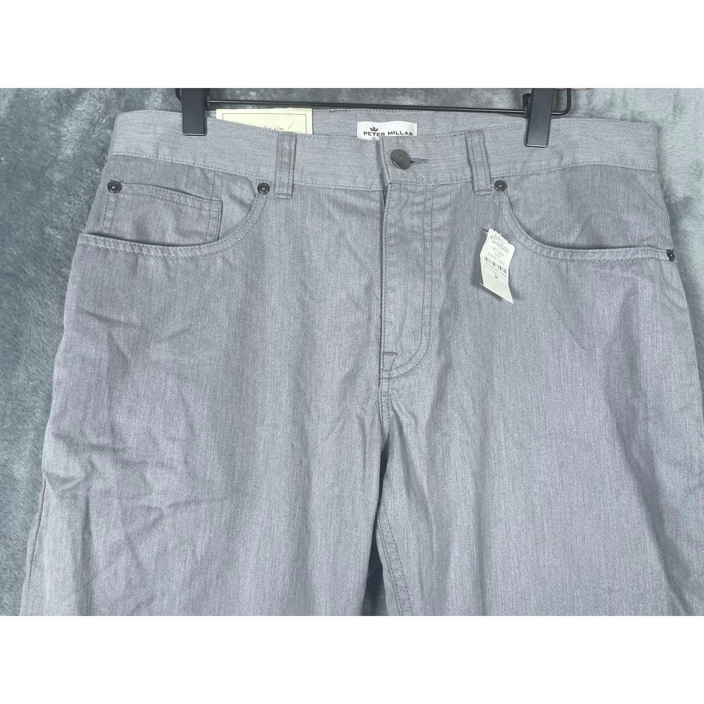 NWT Peter Millar Mens Grey Five Pocket Jeans Pants Waist 34 Inseam 34